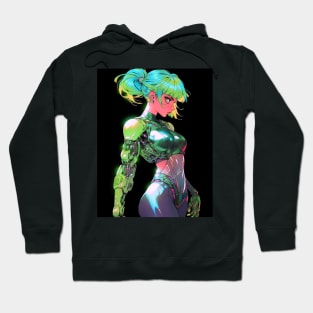 Green cyber woman Hoodie